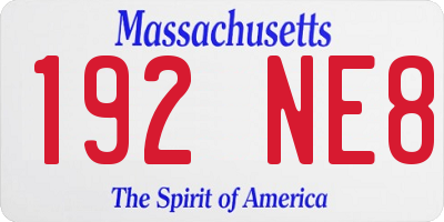 MA license plate 192NE8