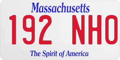 MA license plate 192NH0