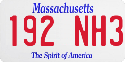 MA license plate 192NH3