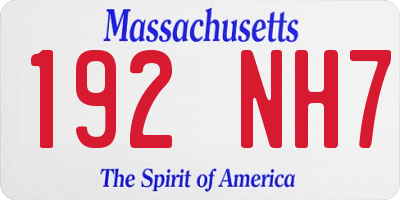MA license plate 192NH7