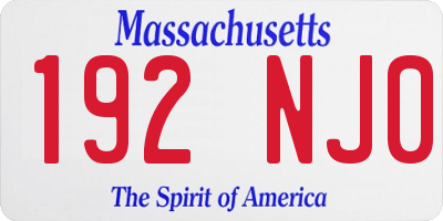 MA license plate 192NJ0