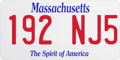 MA license plate 192NJ5