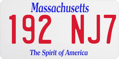 MA license plate 192NJ7