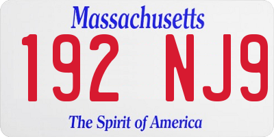 MA license plate 192NJ9