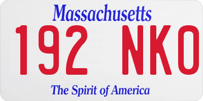 MA license plate 192NK0