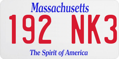 MA license plate 192NK3