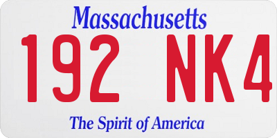 MA license plate 192NK4