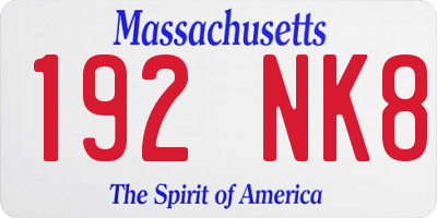 MA license plate 192NK8