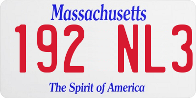 MA license plate 192NL3