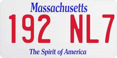 MA license plate 192NL7