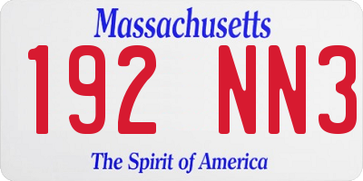 MA license plate 192NN3