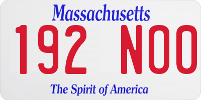 MA license plate 192NO0