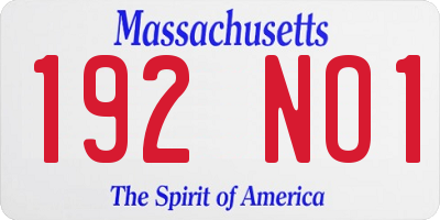 MA license plate 192NO1
