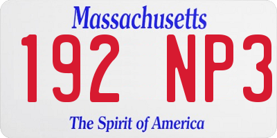 MA license plate 192NP3