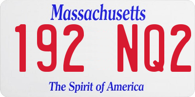 MA license plate 192NQ2
