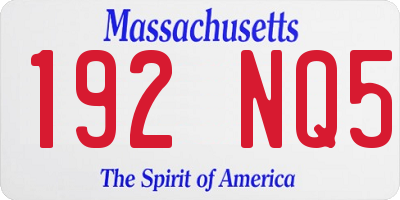 MA license plate 192NQ5