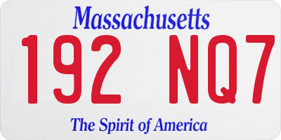 MA license plate 192NQ7