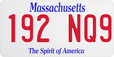 MA license plate 192NQ9