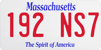 MA license plate 192NS7