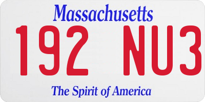 MA license plate 192NU3