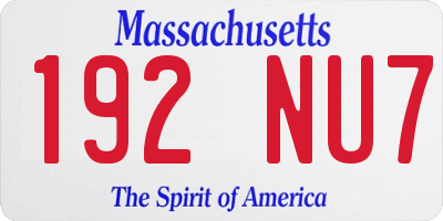 MA license plate 192NU7