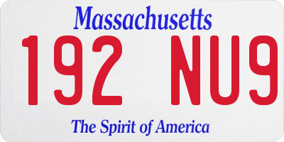 MA license plate 192NU9