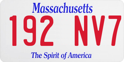 MA license plate 192NV7