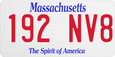 MA license plate 192NV8