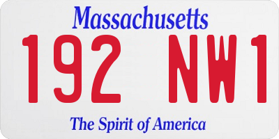MA license plate 192NW1