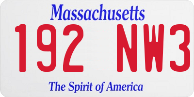 MA license plate 192NW3