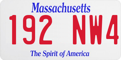 MA license plate 192NW4