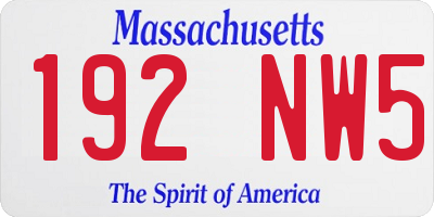 MA license plate 192NW5