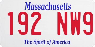 MA license plate 192NW9