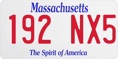 MA license plate 192NX5