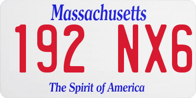 MA license plate 192NX6