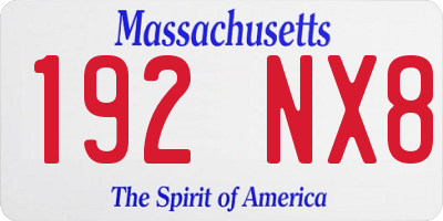 MA license plate 192NX8