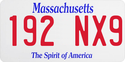 MA license plate 192NX9
