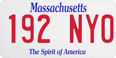 MA license plate 192NY0