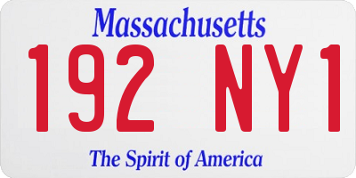 MA license plate 192NY1