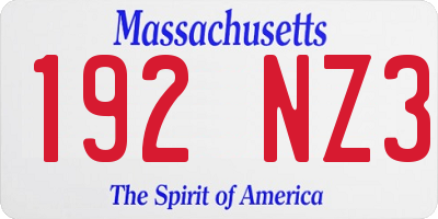 MA license plate 192NZ3