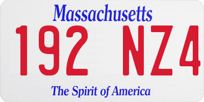 MA license plate 192NZ4