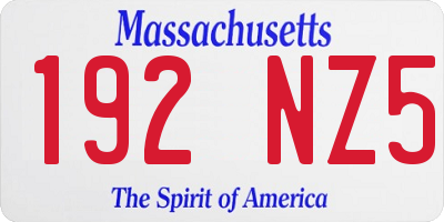 MA license plate 192NZ5