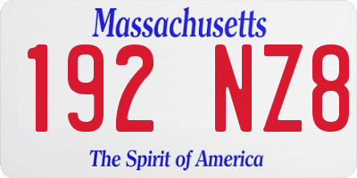 MA license plate 192NZ8
