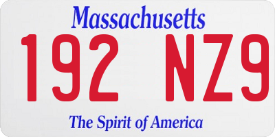MA license plate 192NZ9