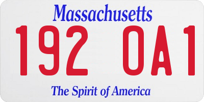 MA license plate 192OA1
