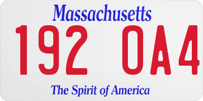 MA license plate 192OA4