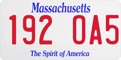 MA license plate 192OA5