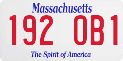 MA license plate 192OB1