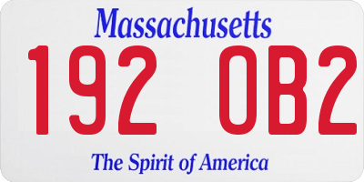 MA license plate 192OB2