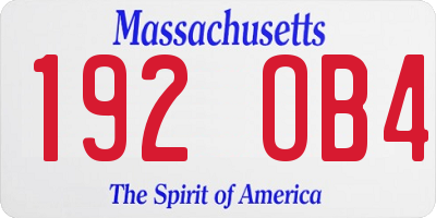 MA license plate 192OB4